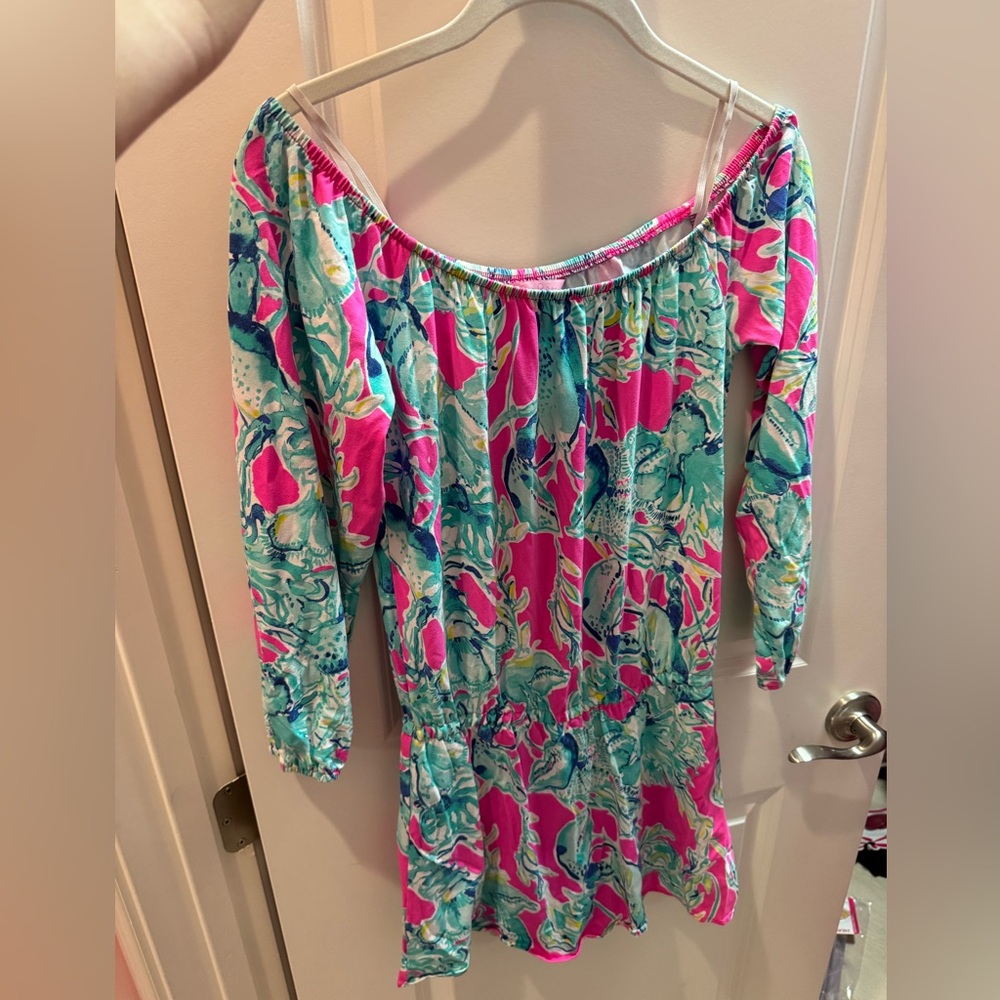 Lilly Pulitzer Vibrant Floral Off-Shoulder Romper Dress -XS